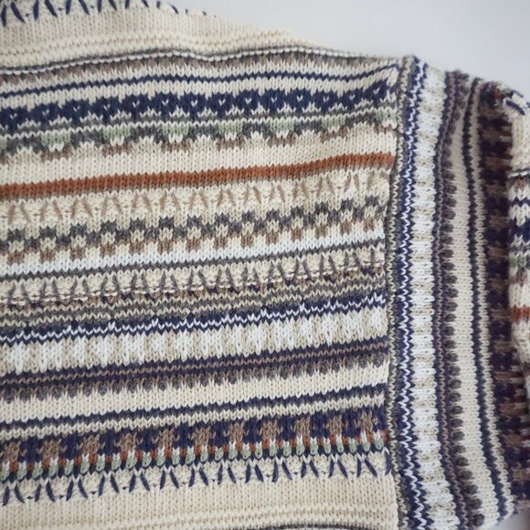Vintage Florence Tricot Cream Cotton Knit Sweater Cabincore Old Money Retro XL - Picture 9 of 10